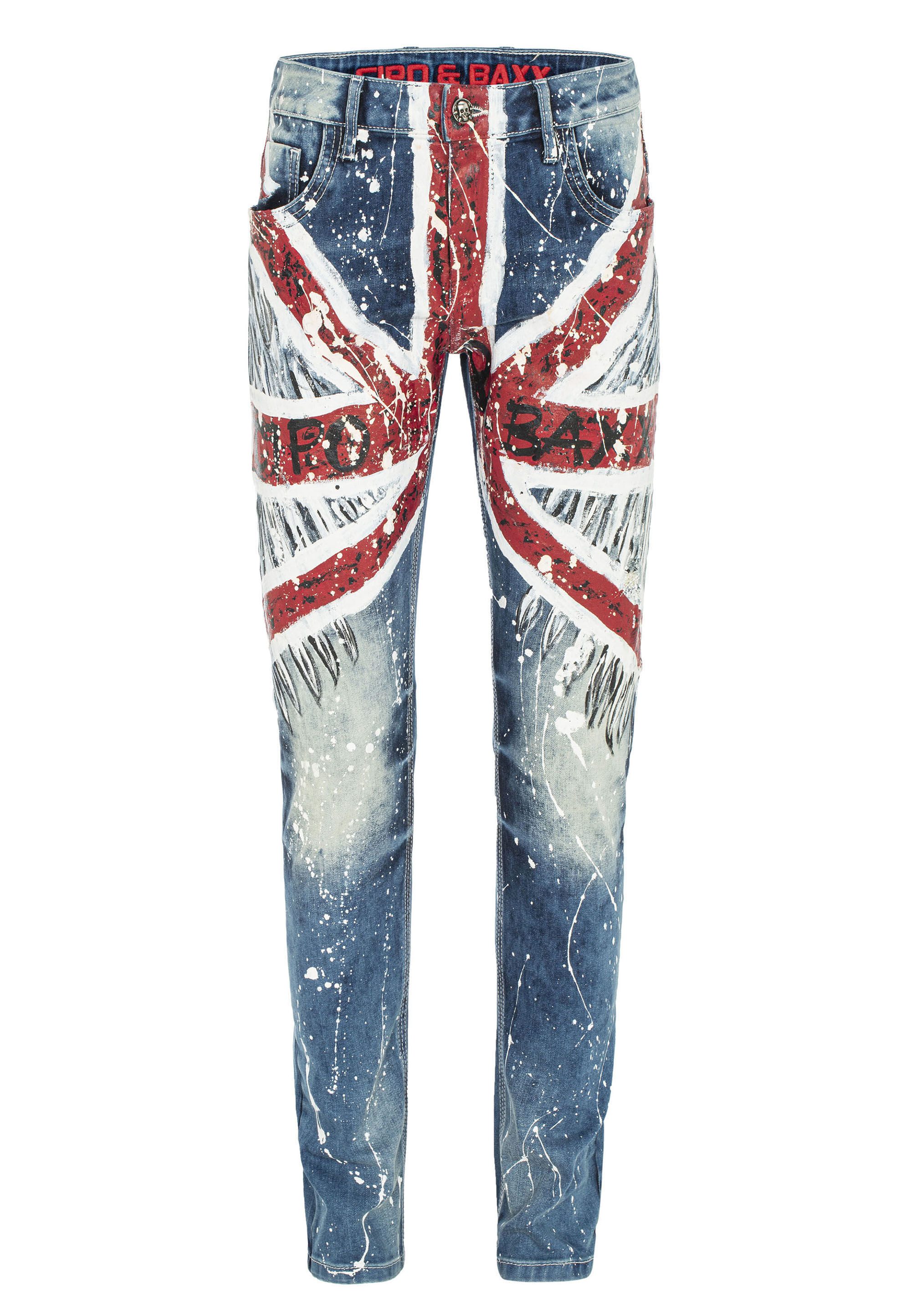Cipo & Baxx 5-Pocket-Jeans Jeans mit coolem Print – Bild 2 von 5