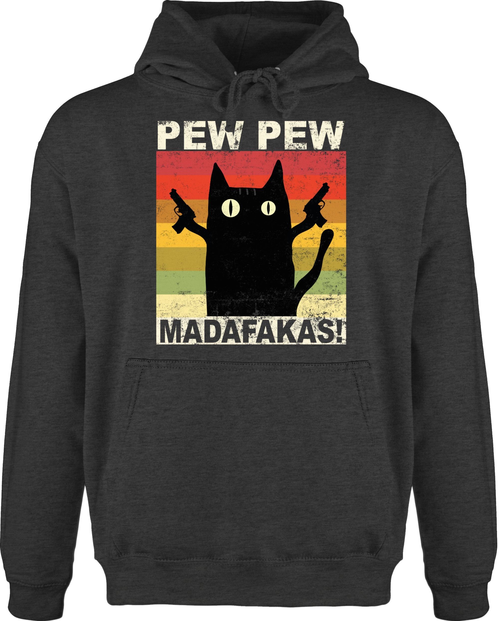 Shirtracer Hoodie »Pew Pew Madafakas Katze Vintage hell Sprüche Statement mit Spruch Männer