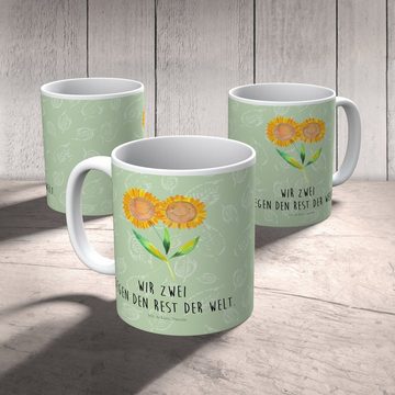 Mr. & Mrs. Panda Kinderbecher Blume Sonnenblume - Blattgrün - Geschenk, Kinder Tasse, Vertrauen, Pl, Kunststoff, Kindergeschichten Motive