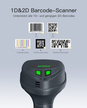 Inateck Inateck Barcode Scanner Bluetooth 2D Lesegerät mit Ladestation Handscanner, (Mega-Pixel-Auflösung)