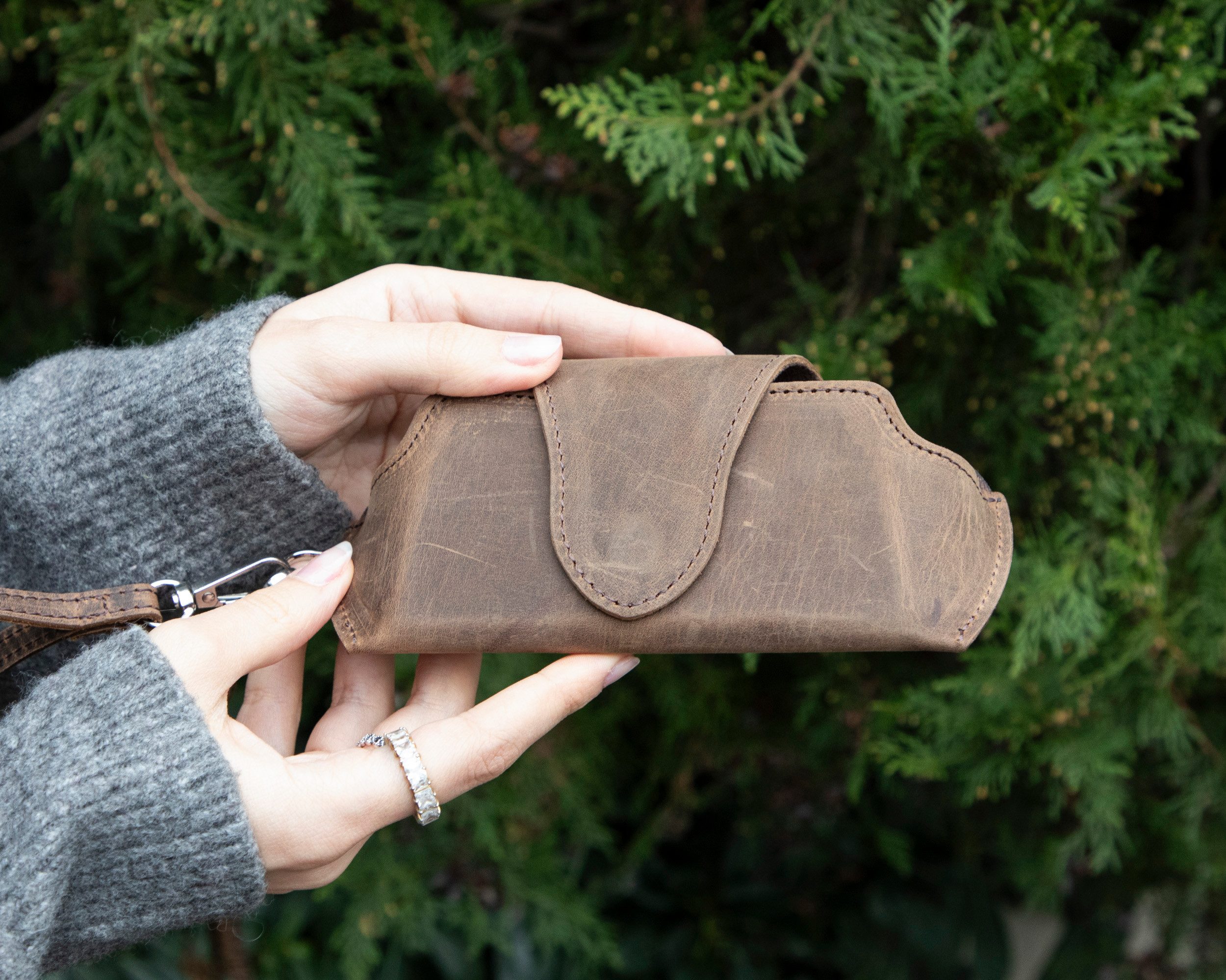 Renna Leather Brillenetui Faltbares Leder Brillenetui