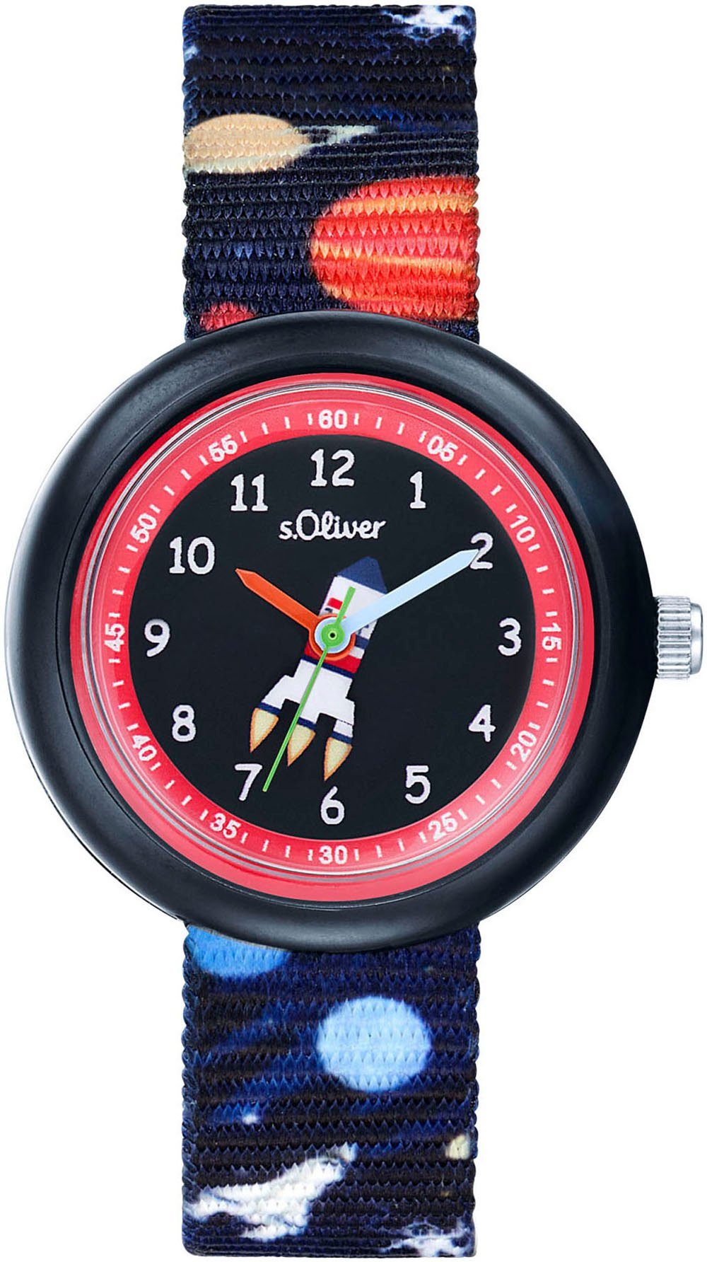 s.Oliver Quarzuhr 2037722, Armbanduhr, Kinderuhr, Raumfähre, Weltall, Planeten, Geschenkidee