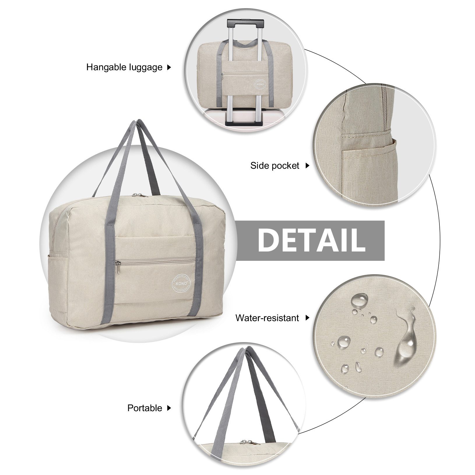 KONO Reisetasche Faltbare Wasserdichte Reisehandtasche – Für A4, 13,5“ Laptops & Reisen
