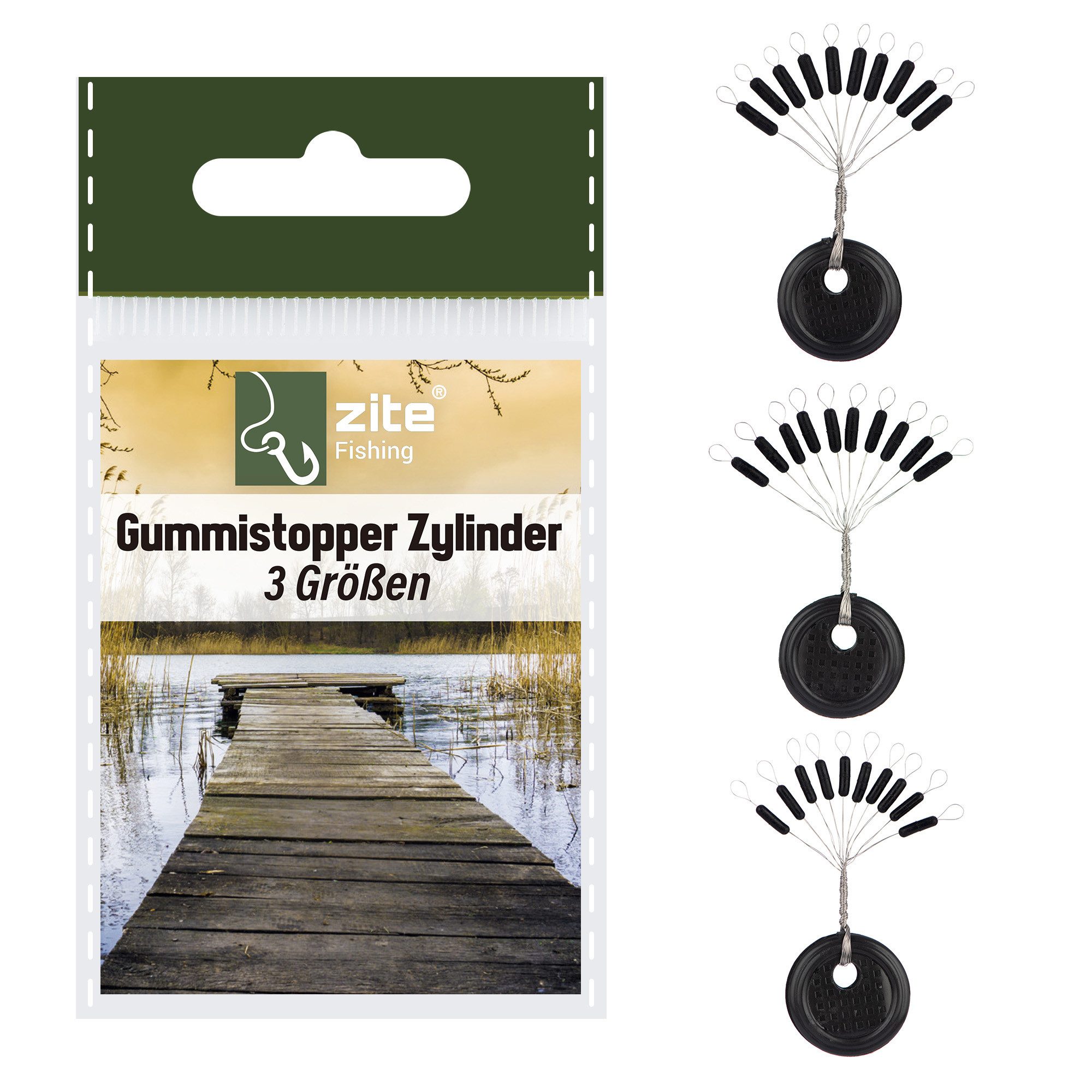Zite Шнур стопор 3 Gr. oval oder zylindrisch Gummistopper schwarz Silikon Angelzubehör