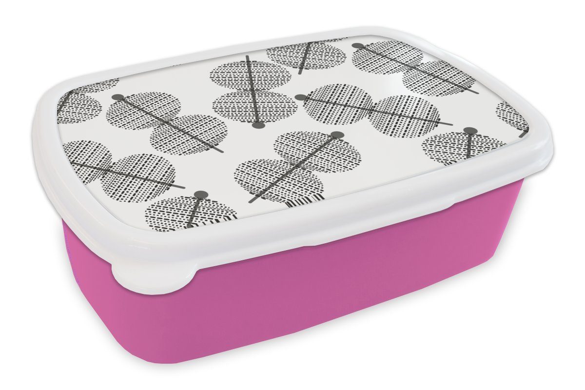 MuchoWow Lunchbox Laternen - Muster - Lampen, Kunststoff, (2-tlg), Brotbox für Erwachsene, Brotdose Kinder, Snackbox, Mädchen, Kunststoff rosa