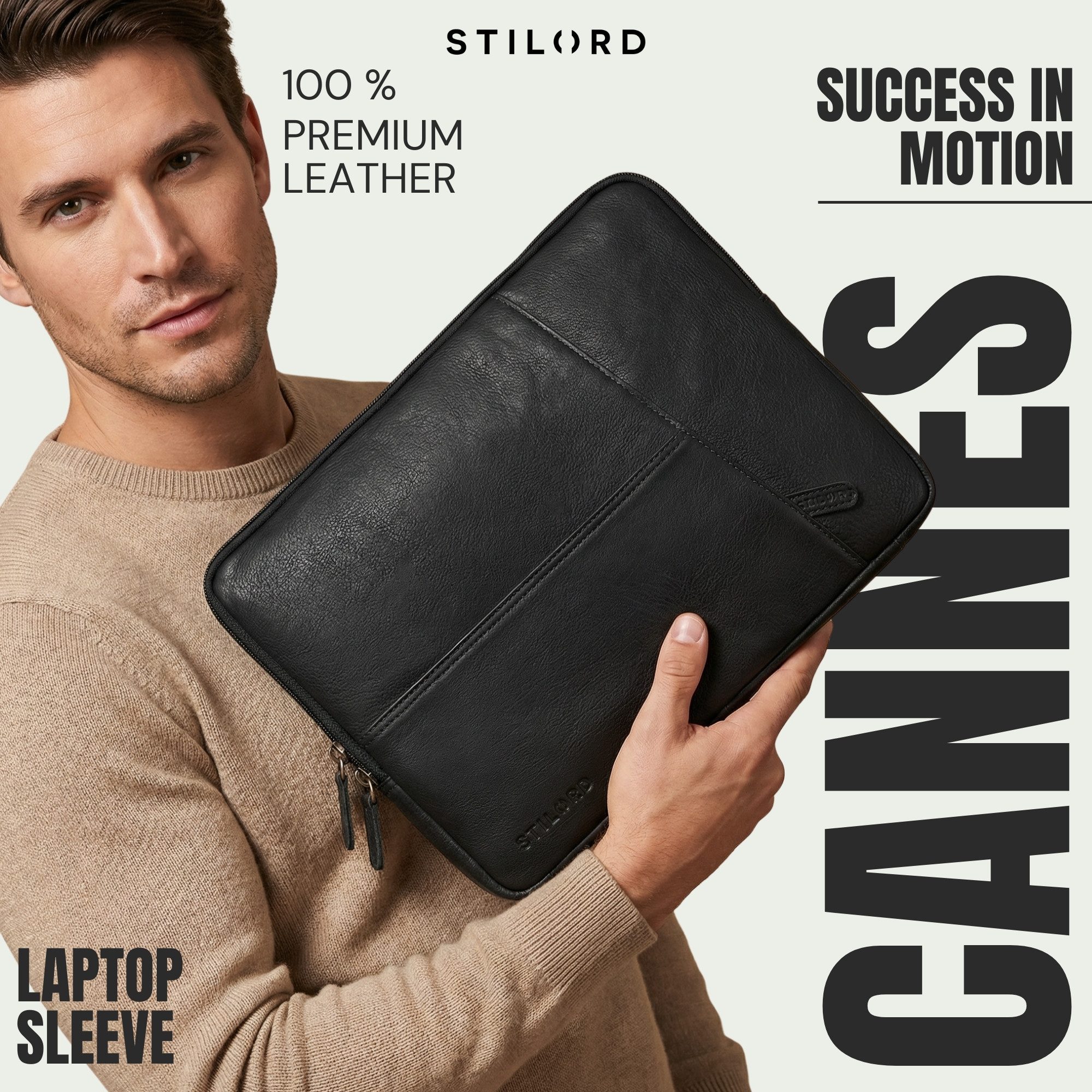 STILORD Laptoptasche "Cannes" Vintage Laptophülle 15 15.6 16" Leder Herren Laptop-Tasche