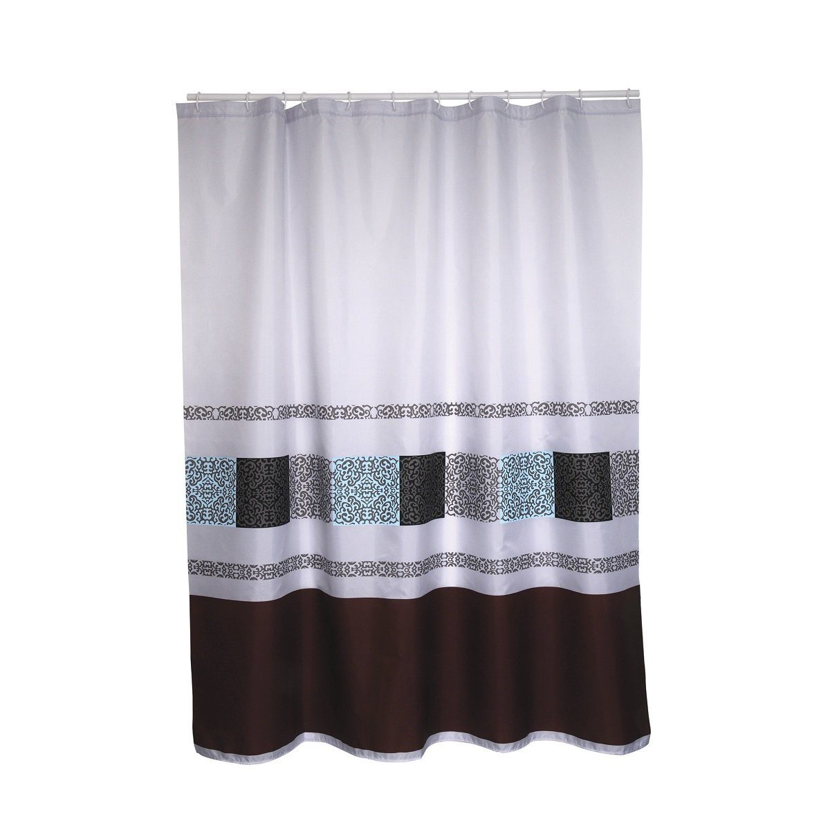 MSV Duschvorhang Cotexsa DELHI Breite 180 cm, Premium Textil-Duschvorhang, Made in Spain, 100% Polyester, wasserundurchlässig, Anti-Schimmel-Effekt, Anti-Bakteriell beschichtet, waschbar 30°, 180 x 200 cm, Motiv Delhi