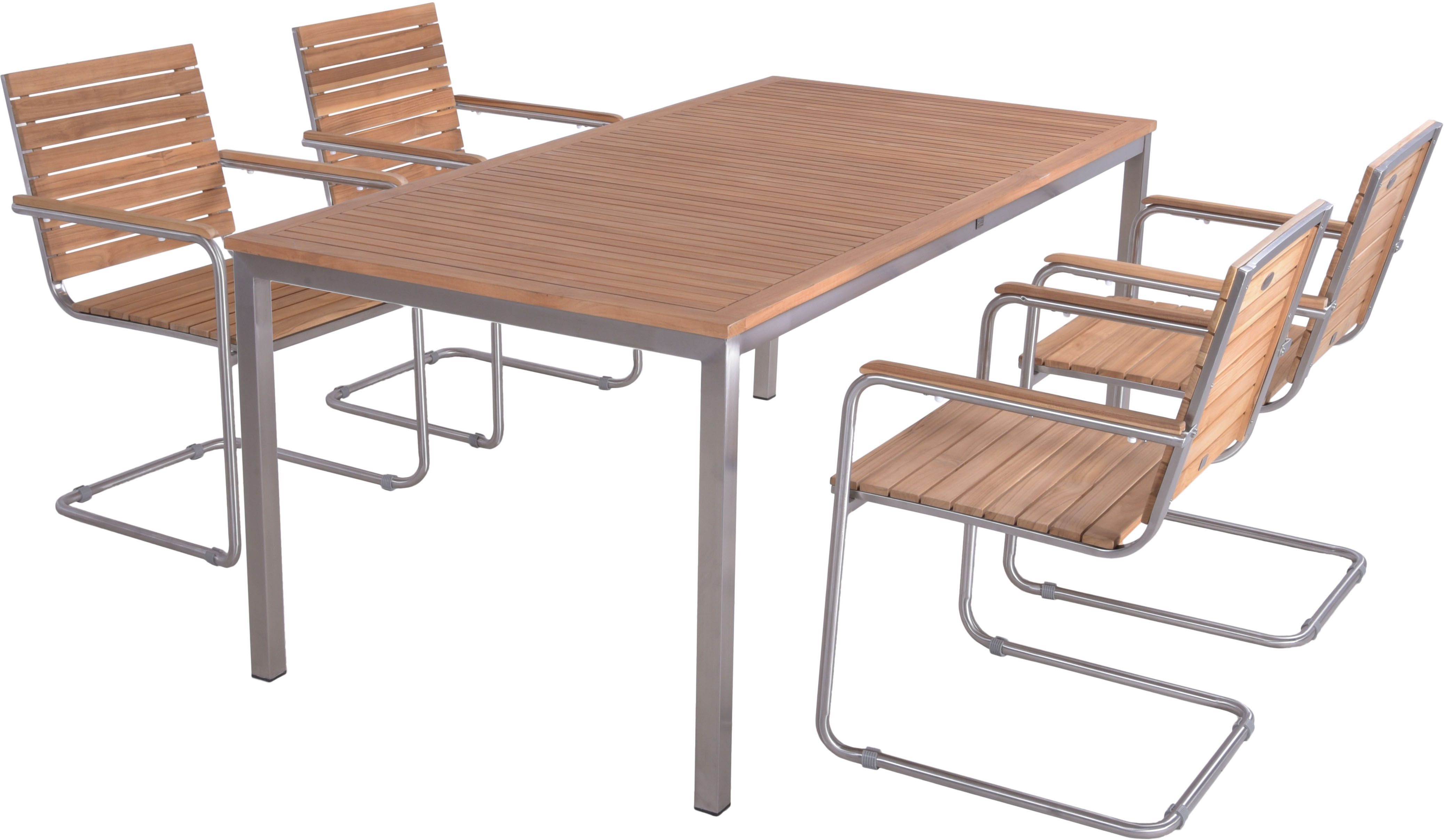 Garden Pleasure Garten-Essgruppe, Tischgruppe »DENVER Set 06«, (Set, 5-tlg), 4 Stühle (stapelbar), Tisch LxB: 180x90 cm