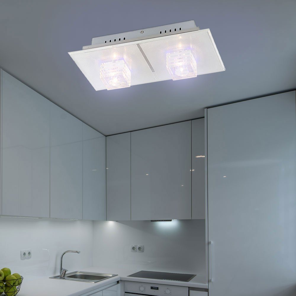 Stufenschalter Leuchtmittel Chrom inklusive, Deckenleuchte, LED Decken Leuchte Lampe etc-shop LED Warmweiß, Metall Streifen