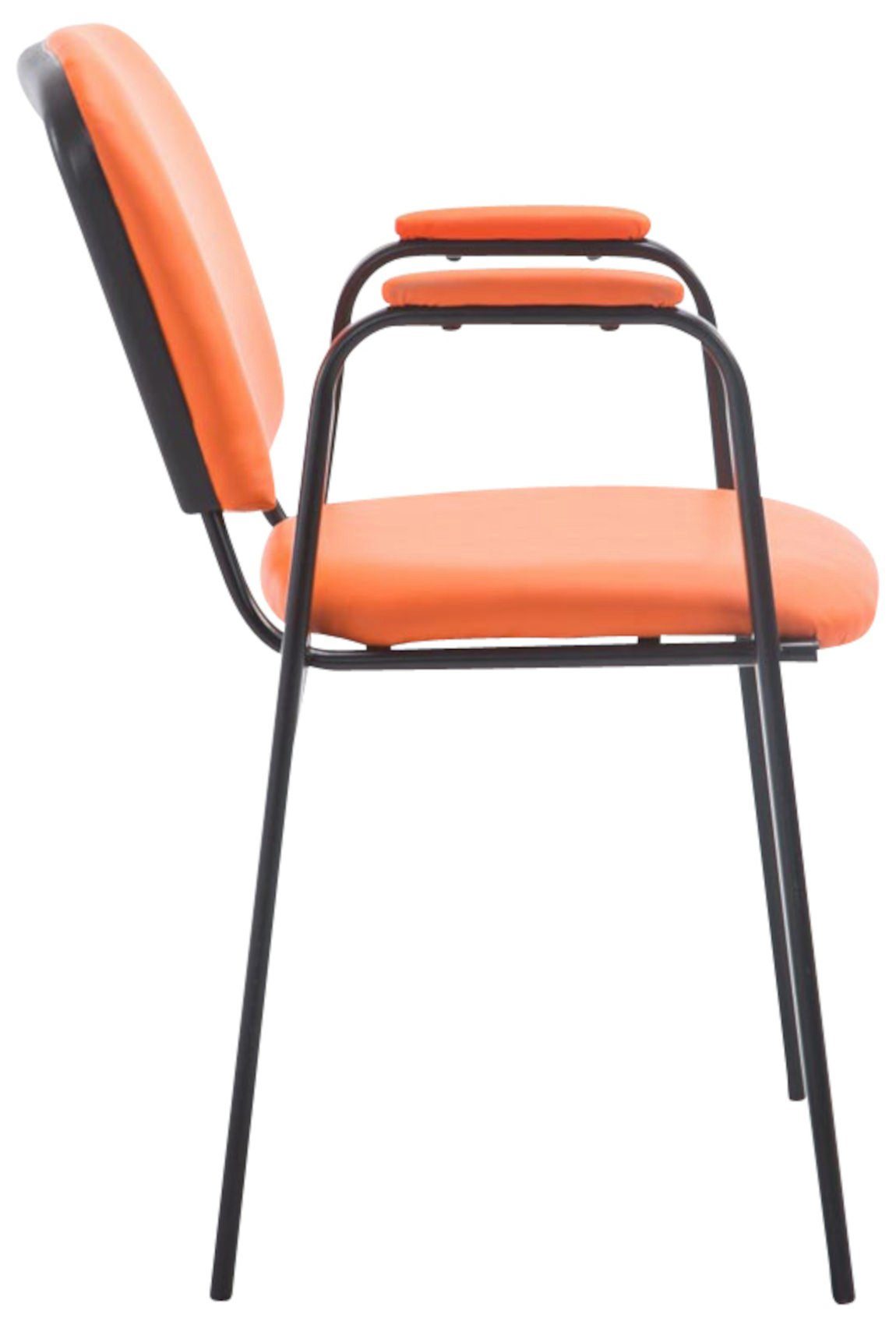 PRO Set), (4er Ken Armlehnen mit orange Kunstleder Besucherstuhl CLP