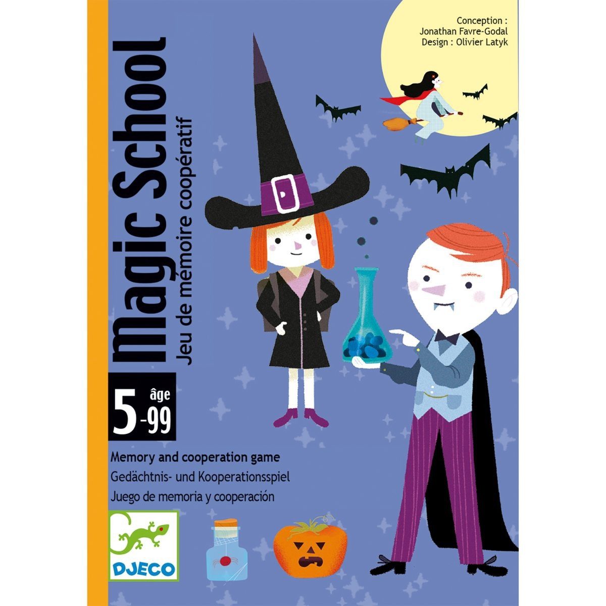 DJECO Spiel Magic School Zauberspiel für Kinder und Familie, Kartenspiel Magic school, kooperatives Gedächtnisspiel