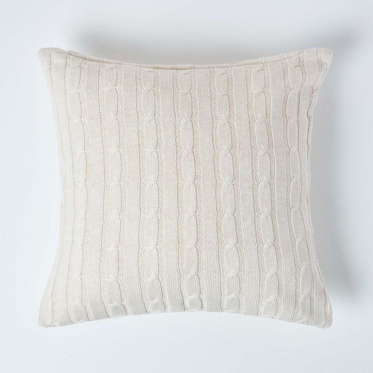 Homescapes Kissenhülle Zopfmuster-Kissenbezug in Creme, 100% Baumwolle, 45 x 45 cm
