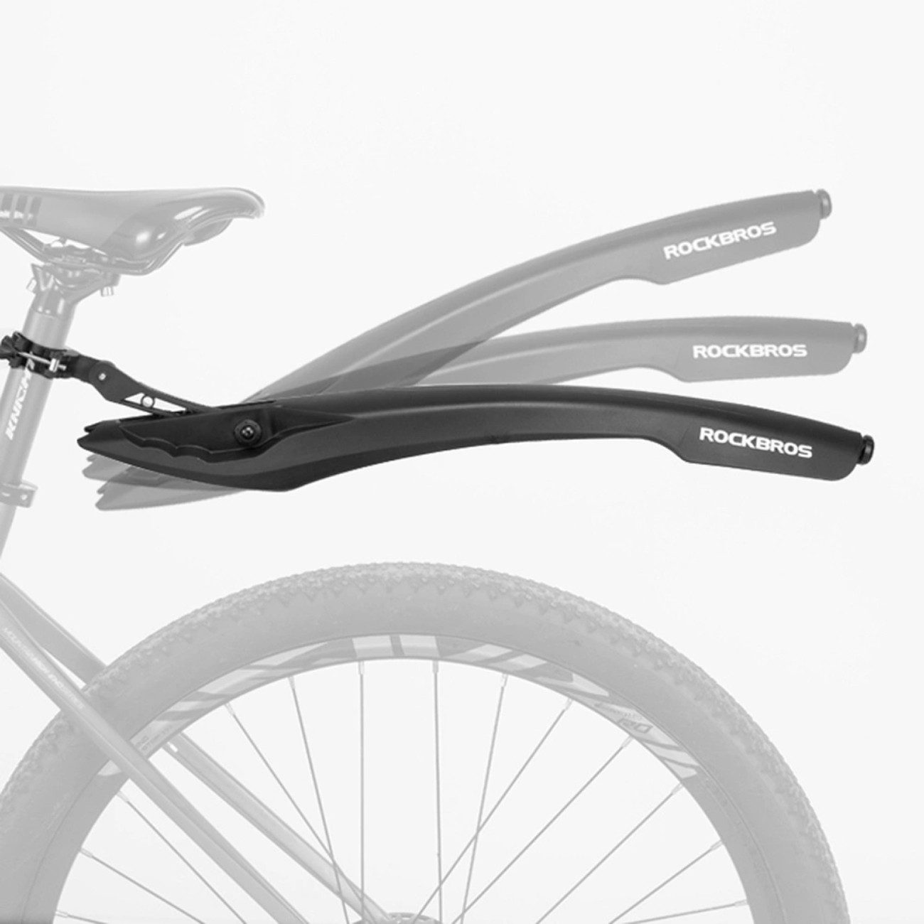 ROCKBROS Schutzblech DNB8001 (Einzelartikel, 1x Schutzblech mit integriertem Rücklicht), Integriertes LED-Rücklicht, flexibel, werkzeuglose Montage