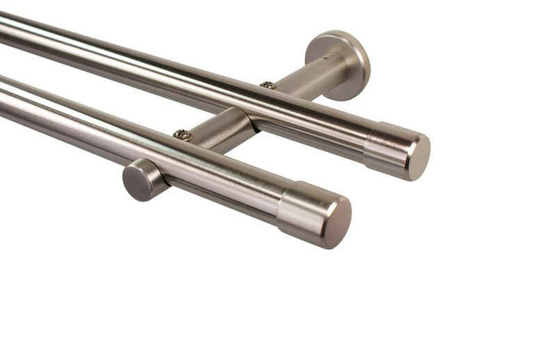Gardinenstange »20 mm 2-läufig Edelstahl Design Endstück Kappe«, iso-design, Ø 20 mm, 2-läufig, Fixmaß, mit Bohren, Metall