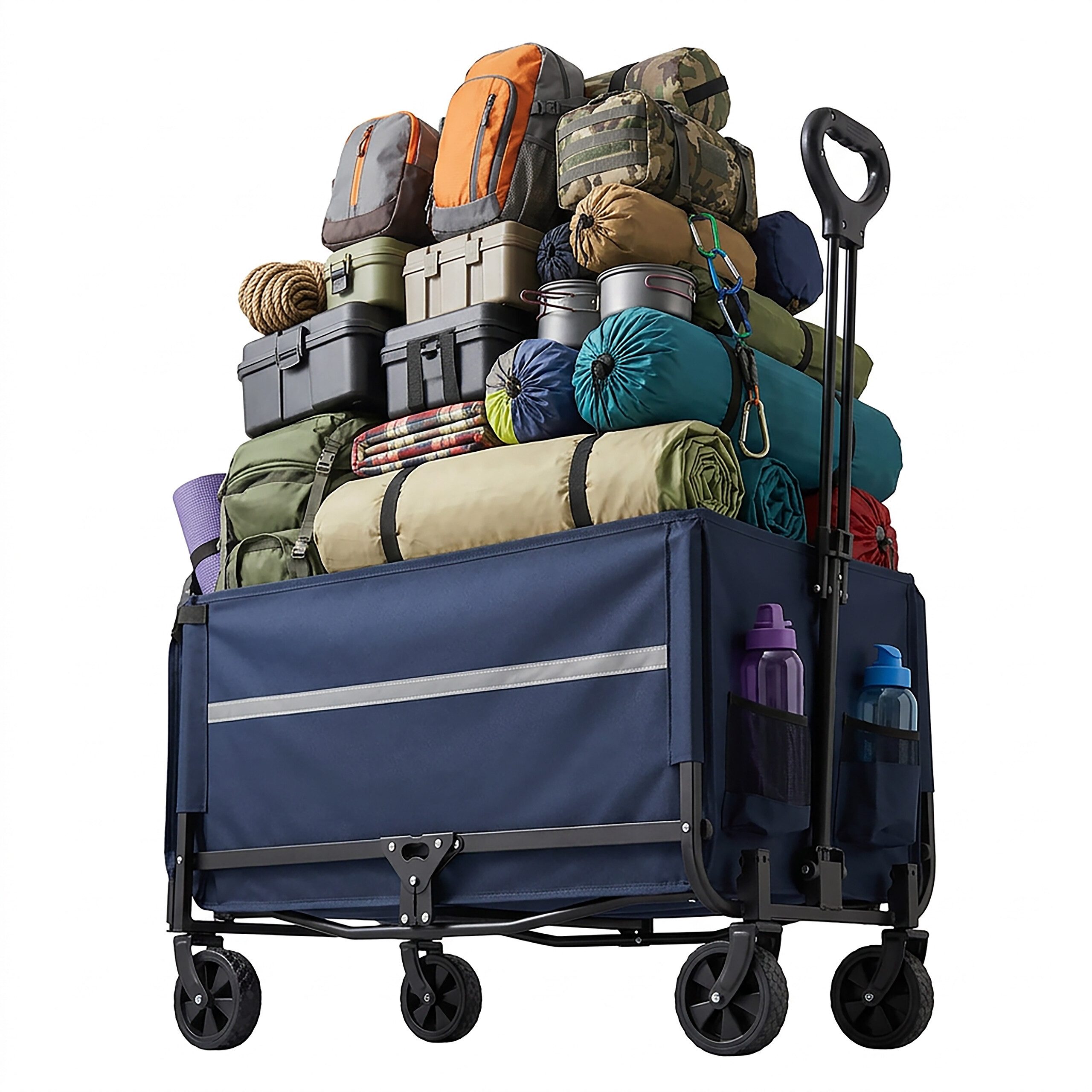 relaxdays Bollerwagen Faltbarer Bollerwagen mit Heckklappe (1-tlg), blau