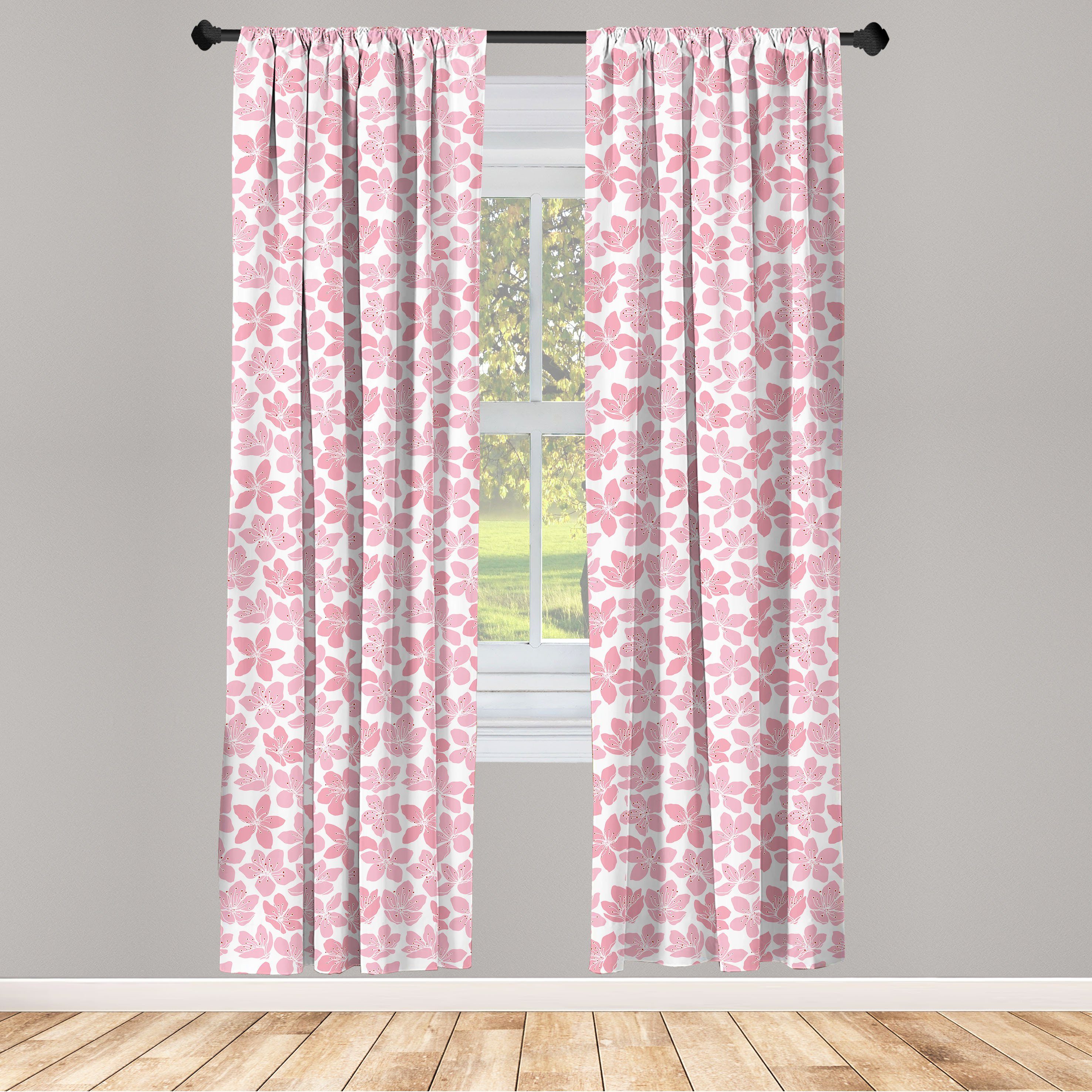 Gardine Vorhang Kirschblüte ungleichmäßiges Abakuhaus, Microfaser, Dekor, Schlafzimmer für Wohnzimmer Muster