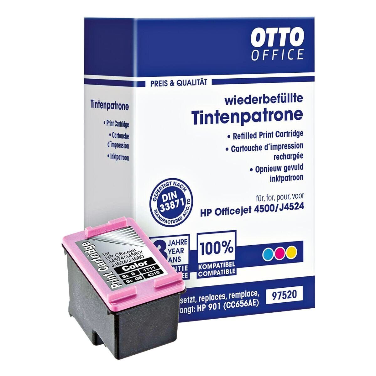 Otto Office  Office CC656AE Tintenpatrone (ersetzt HP CC656AE, Nr. 901, 3-farbig)