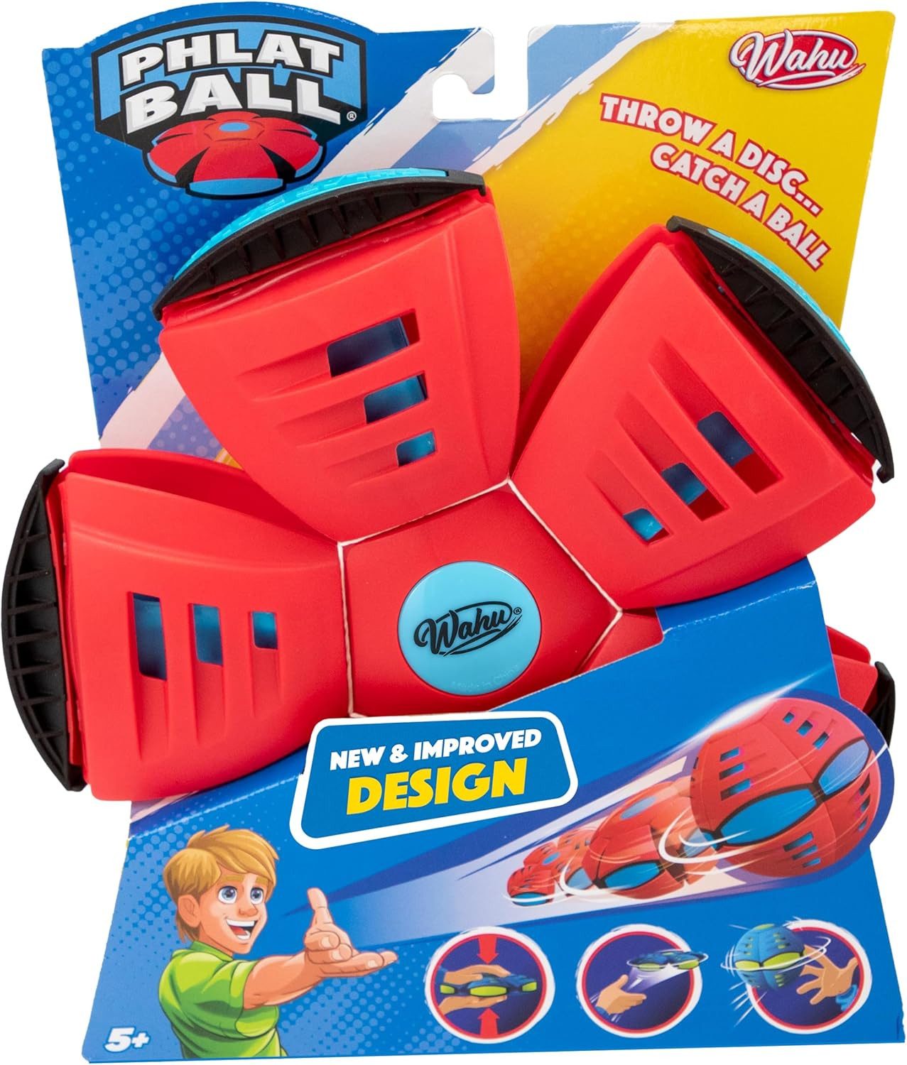 Wahu - PHLAT BALL Classic - Rouge - Frisbee Volant qui se Transforme en Ballon - Jeux Extérieur Enfants Dès 5 Ans - Balle Innovante 15,7cm - Frisbee