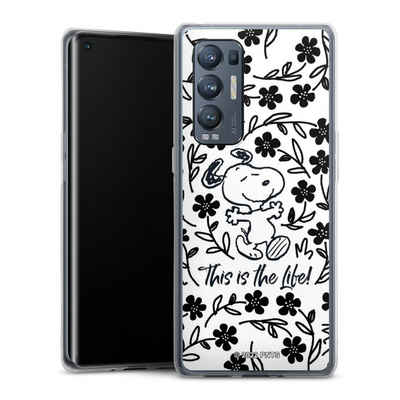 DeinDesign Handyhülle Peanuts Blumen Snoopy Snoopy Black and White This Is The Life, Oppo Find X3 Neo Silikon Hülle Bumper Case Handy Schutzhülle