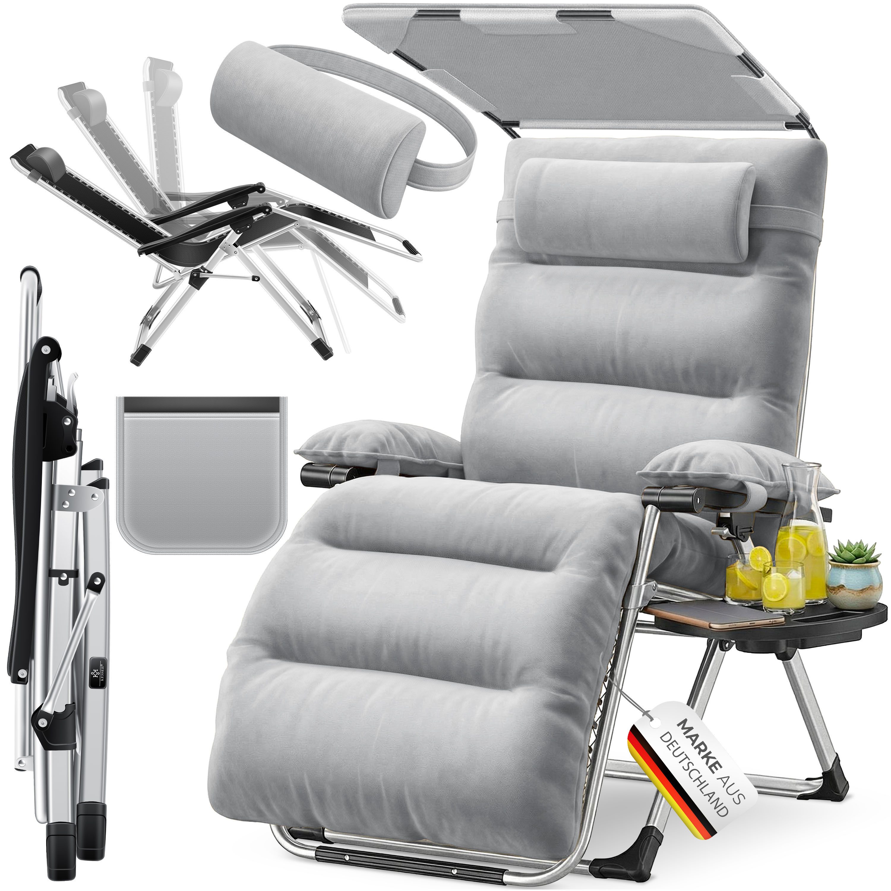 KESSER Gartenliege, Sonnenliege Liegestuhl Klappbar + Nackenkissen Gartenstuhl