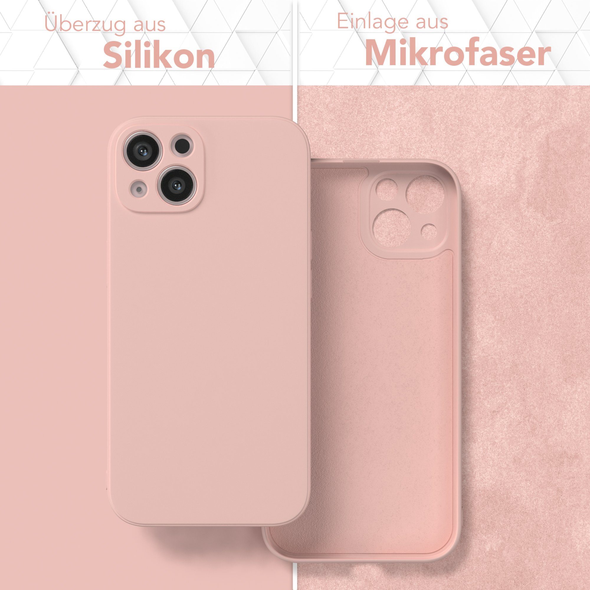EAZY CASE Handyhülle für Apple iPhone 13 Hülle Silikon 6,1 Zoll, Hülle mit Kameraschutz Bumper Case silikonschutzhülle Rosa / Altrosa