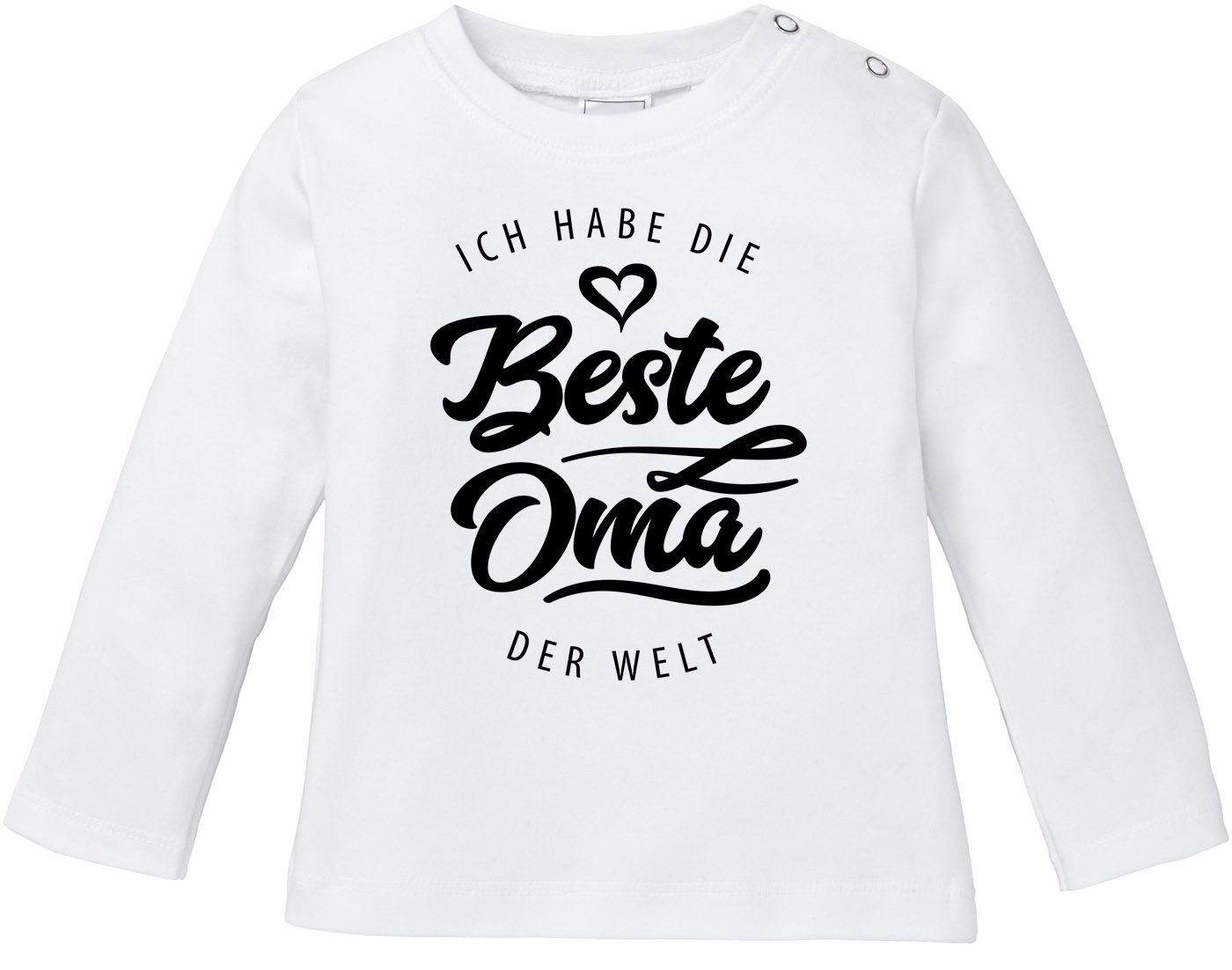 Rundhalsshirt Baby Langarmshirt Babyshirt Ich habe die beste Oma der Welt Spruch
