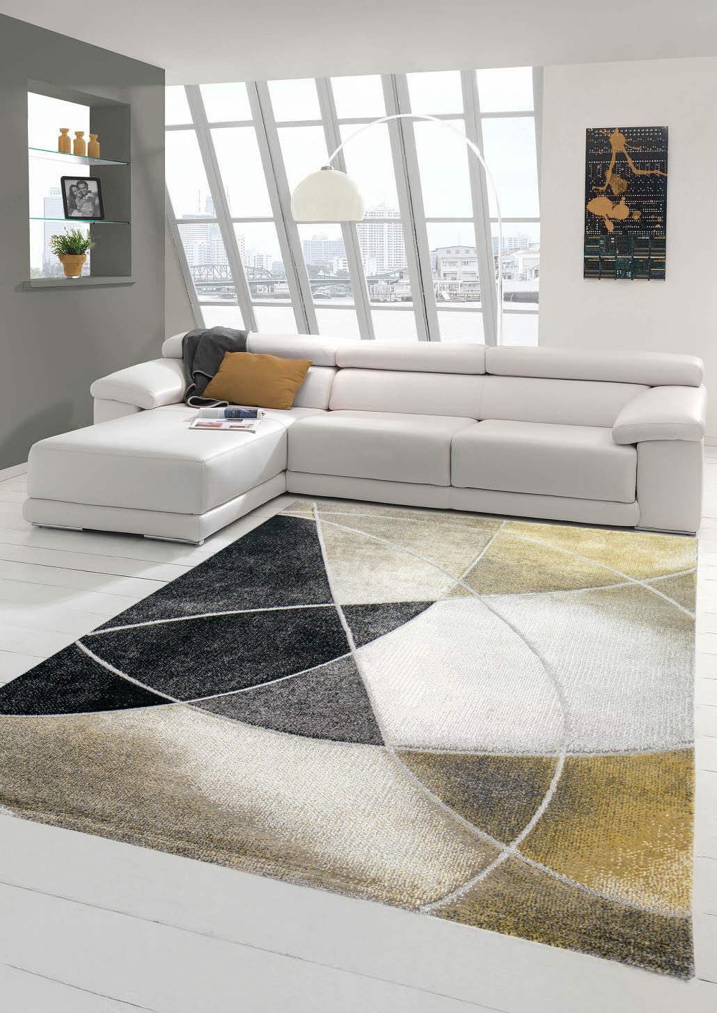 Teppich Flachflor Modern Einfarbig Uni Dunkelgrau Wohnzimmer 