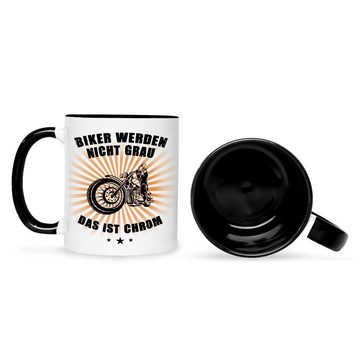 GRAVURZEILE Tasse mit Spruch Biker werden nicht grau, Keramik, Fareb: Schwarz & Weiß