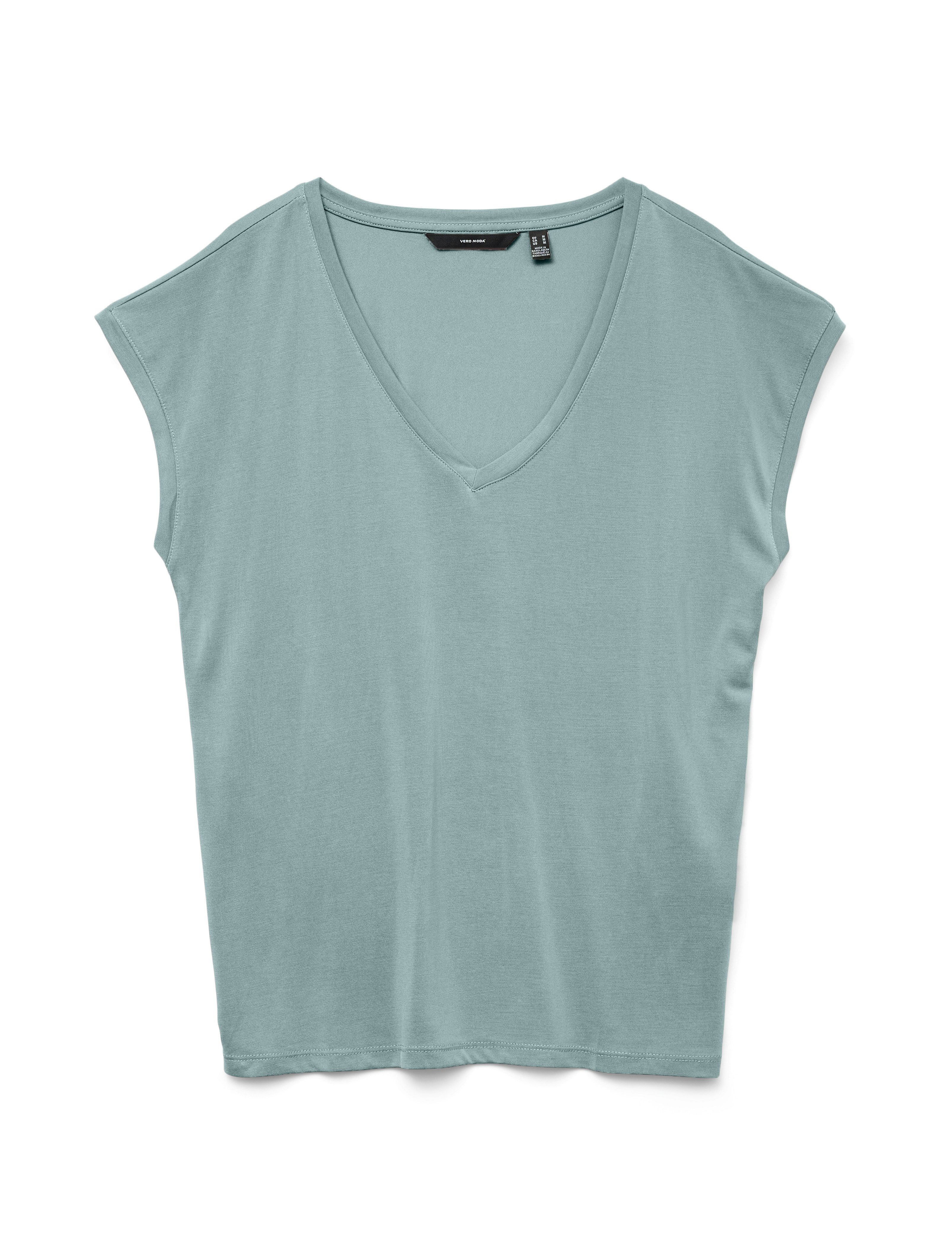 Vero Moda V-Shirt VMFILLI SS V-NECK TEE GA NOOS Materialmix, relaxed fit – Bild 3 von 3