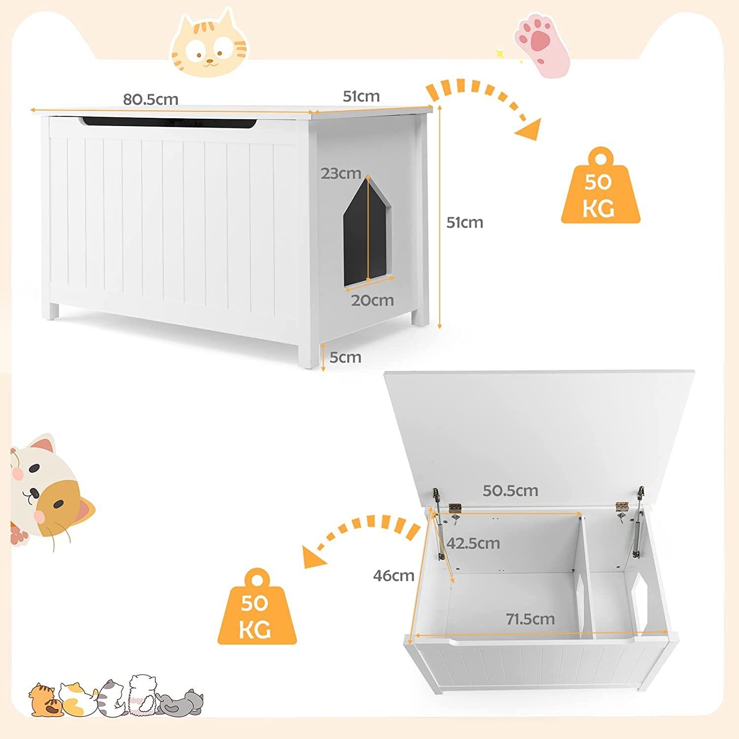 COSTWAY Tierhaus Katzenschrank, Katzenhaus, mit abnehmbarer günstig online kaufen