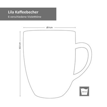 MamboCat Becher 6er Set Kaffeebecher Lila, Steingut