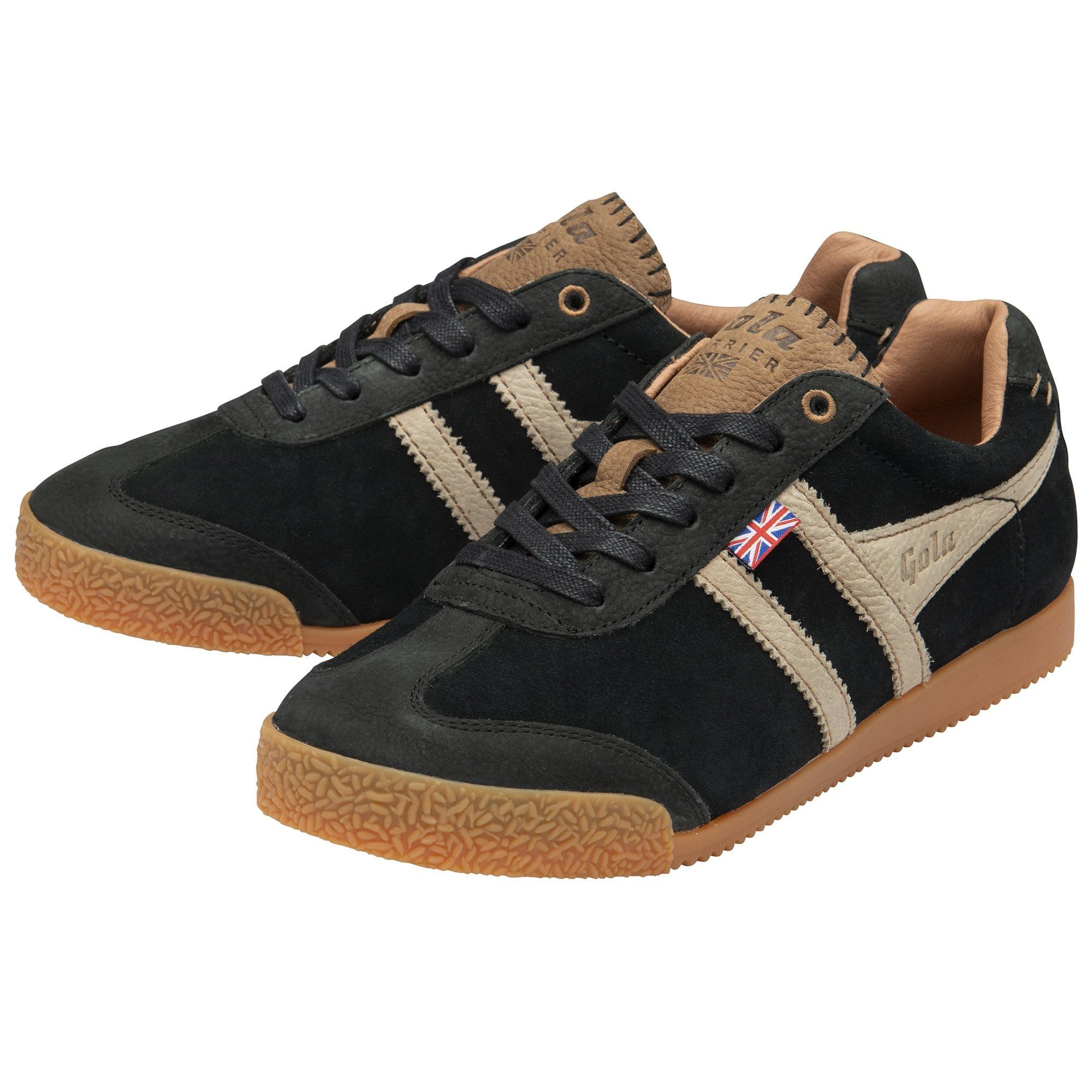 Gola Harrier Cambridge 2025 - Made in England - schwarz/hellbraun Herren Sneaker