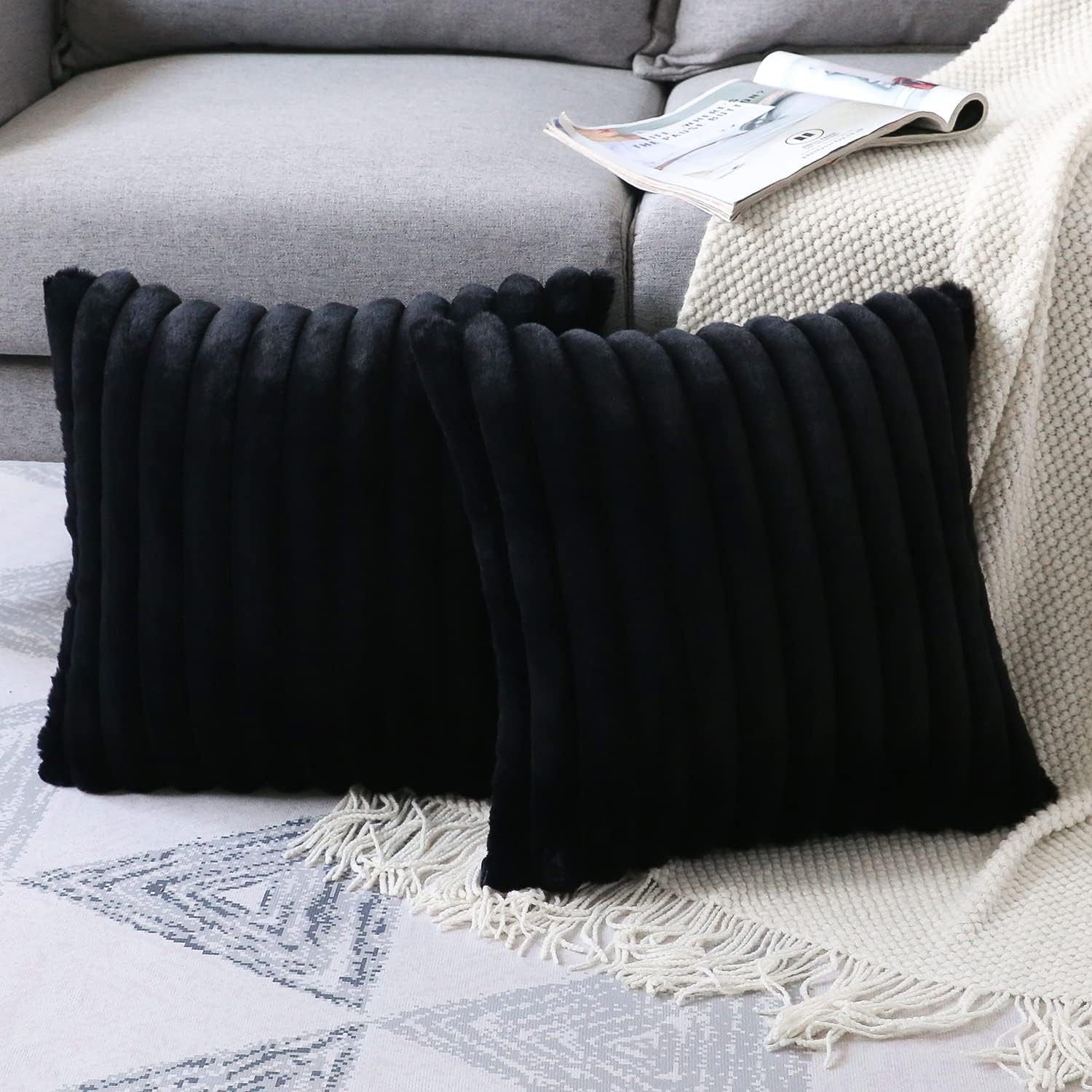 MODFU Kissenbezüge 2er Set Kissenbezug Kissenhülle Kopfkissenbezug Kissen Bezug Weich, (2 Stück), 45x45cm Sofakissen Couchkissen Bezug Sofa Schlafzimmer Reißverschluss