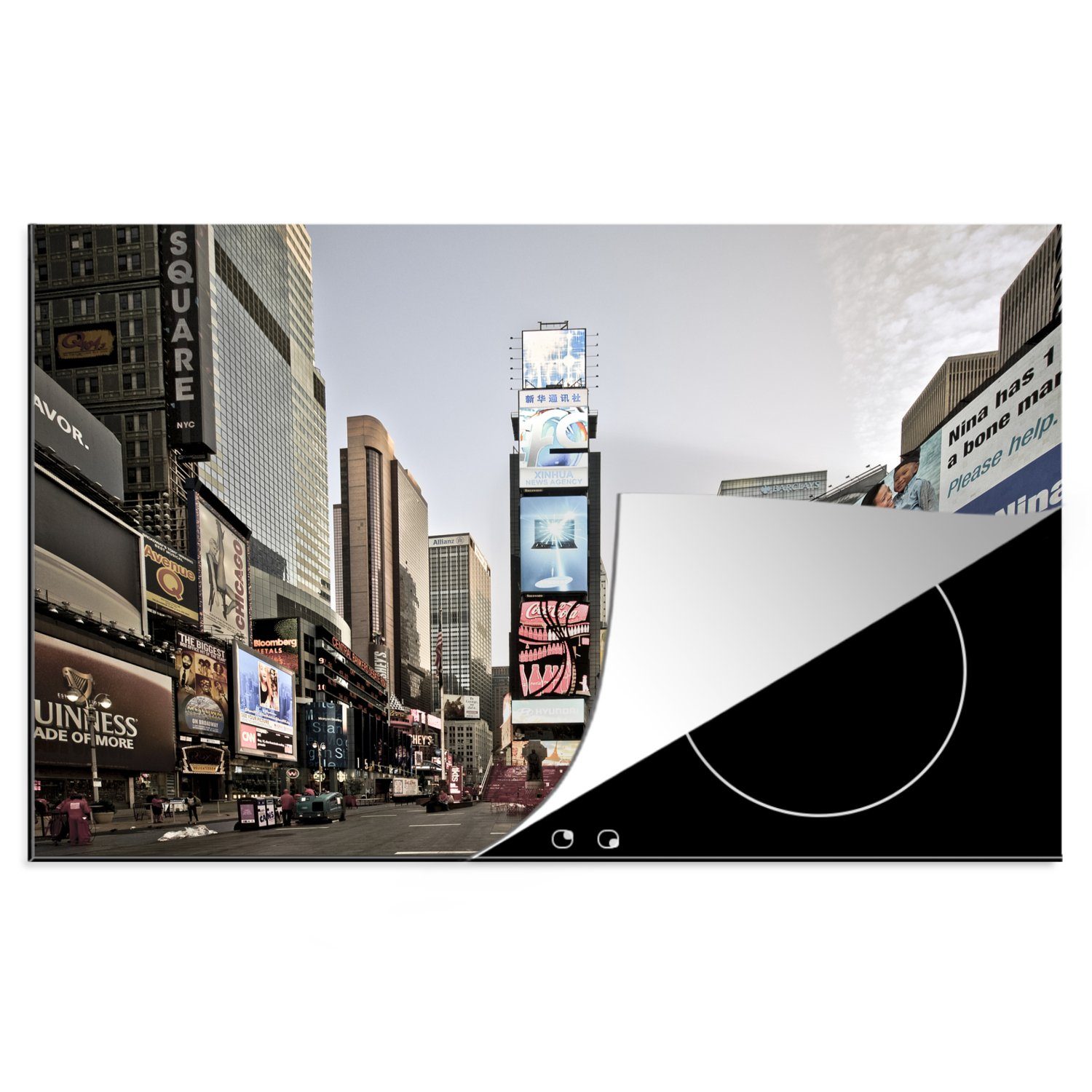 MuchoWow Herdblende-/Abdeckplatte Sonnenaufgang am Times Square, Vinyl, (1 tlg), 81x52 cm, Induktionskochfeld Schutz für die küche, Ceranfeldabdeckung