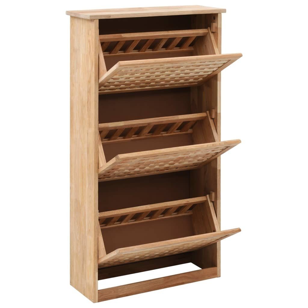 vidaXL Schuhschrank aus Walnuss-Massivholz und Sperrholz in Natur (LxBxH: 55x20x104 cm)
