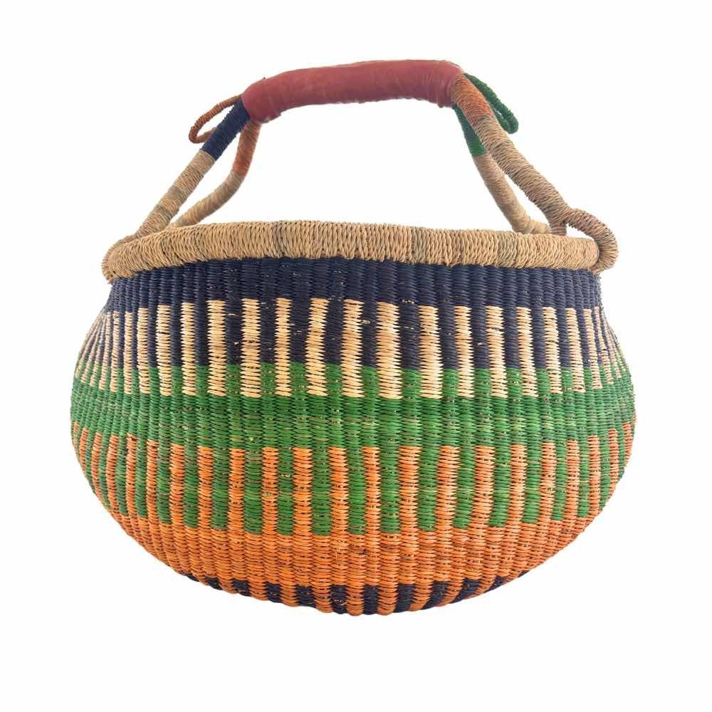 Einkaufskorb Bolga Korb - Sekondi - Rund, Kunstvoll geflochtene Bolga Körbe – Charakterstücke voller Tradition