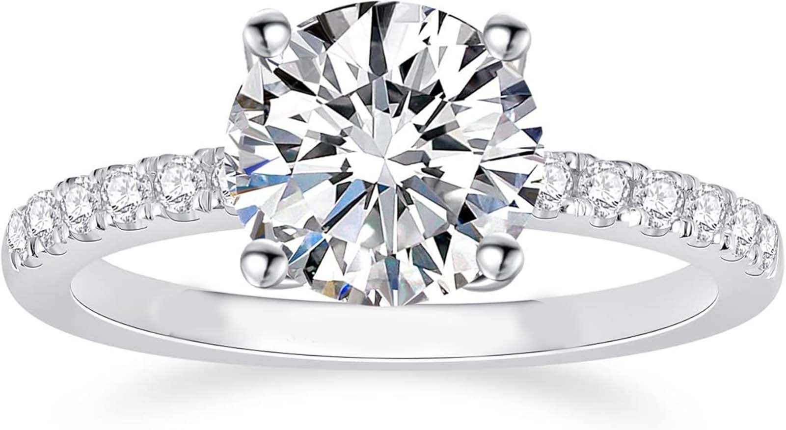 Diamantring 2ct/3ct E VVS2 3ex,14K Weißgold Lab Grown Diamant Ring,Verlobungsring