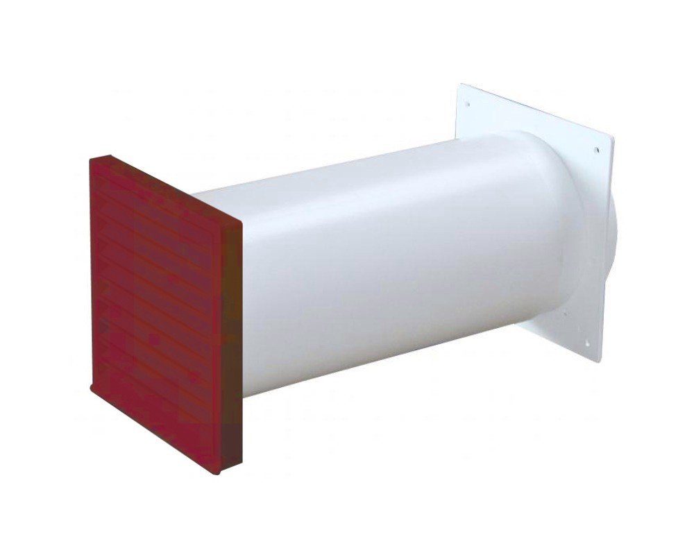 kuechenkonsum Montagezubehör Dunstabzugshaube Abluft Mauerkasten 125er rund Kunststoff, für 120-450 mm Mauerstärke