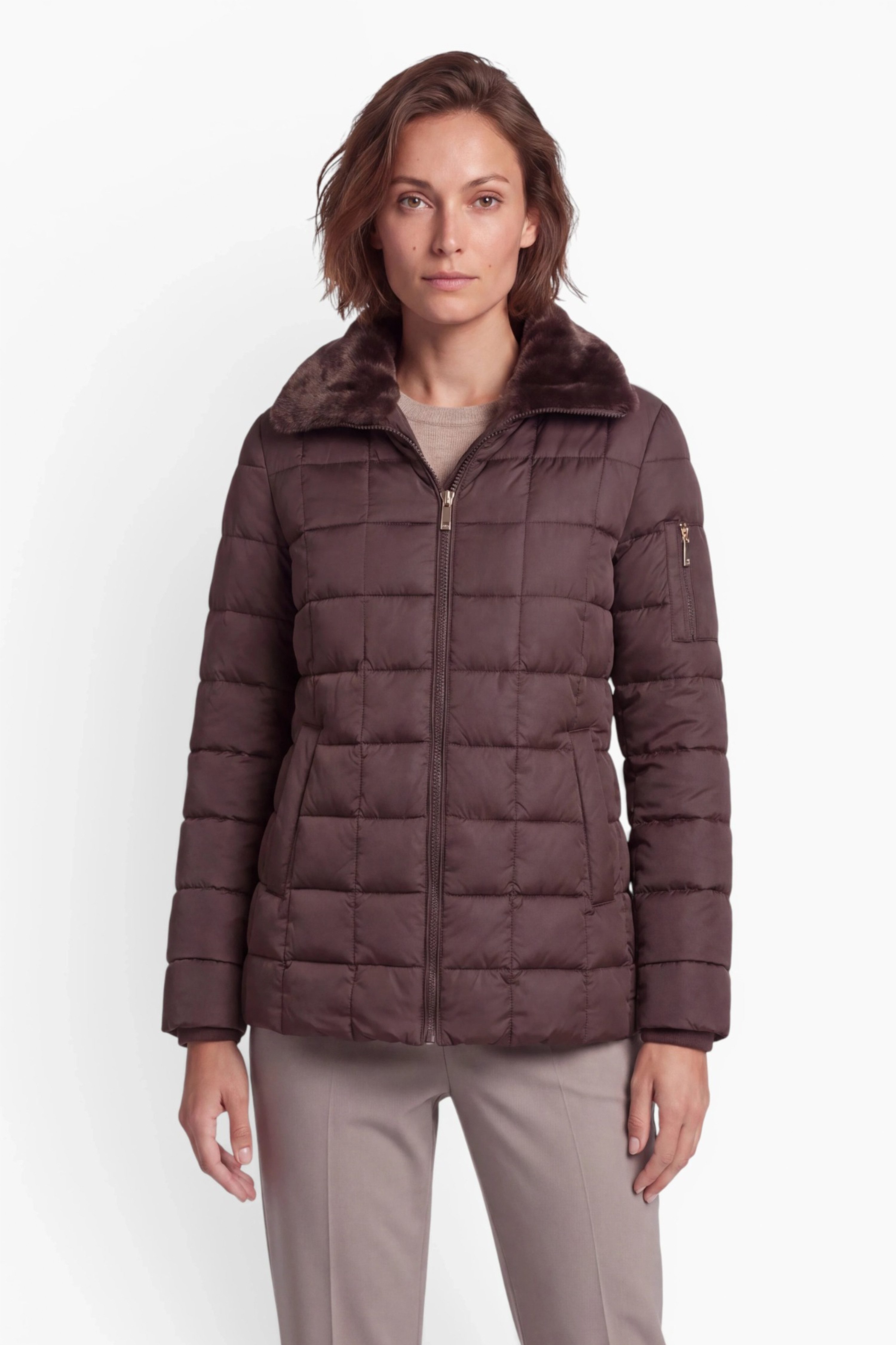 FUNK since 1776 Steppjacke leicht schimmernd im Karodesign mit Kuschelkragen