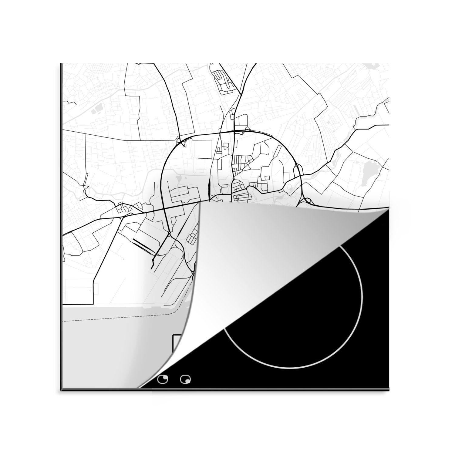 MuchoWow Herdblende-/Abdeckplatte Emden - Karte - Stadtplan - Wegbeschreibung, Vinyl, (1 tlg), 78x78 cm, Ceranfeldabdeckung, Arbeitsplatte für küche | Herdabdeckplatten