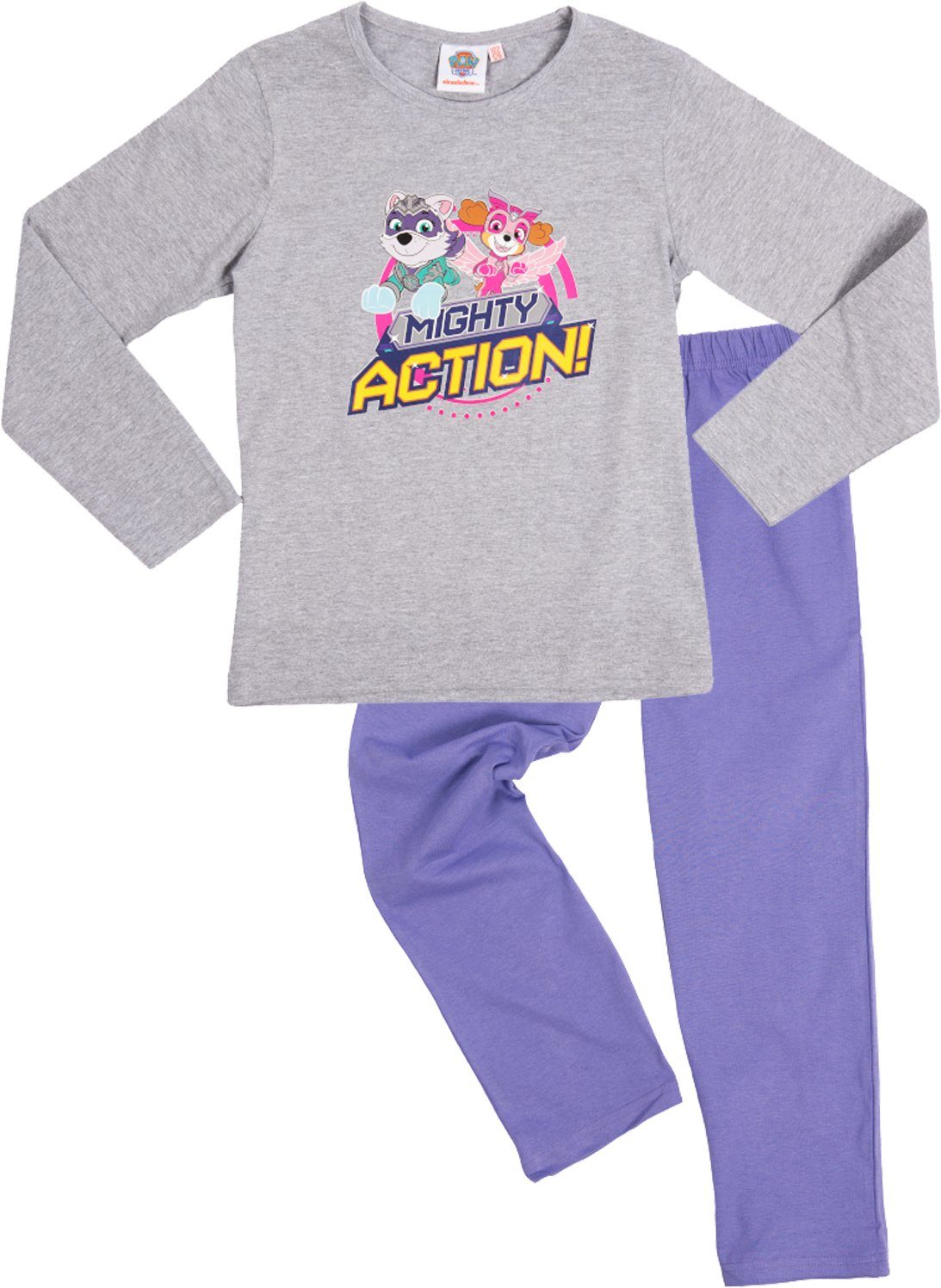 United Labels® Schlafanzug Paw Patrol Schlafanzug für Mädchen Langarm Lila/Grau