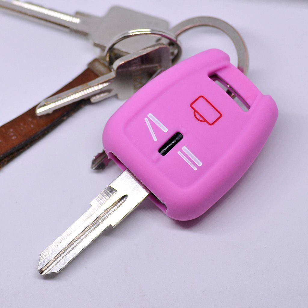 mt-key Schlüsseltasche Autoschlüssel Softcase Silikon Schutzhülle Rosa, für OPEL Signum Vectra C Vauxhall 3 Tasten Funk Fernbedienung