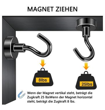 BOTC Magnethalter Starke Magnet-Haken, Universelle Hakenmagnete (6 Stück, 6 Stück Magnetische Haken, Aufbewahrungsbox), Magnetische Haken für Küche, Bad, Schlafzimmer