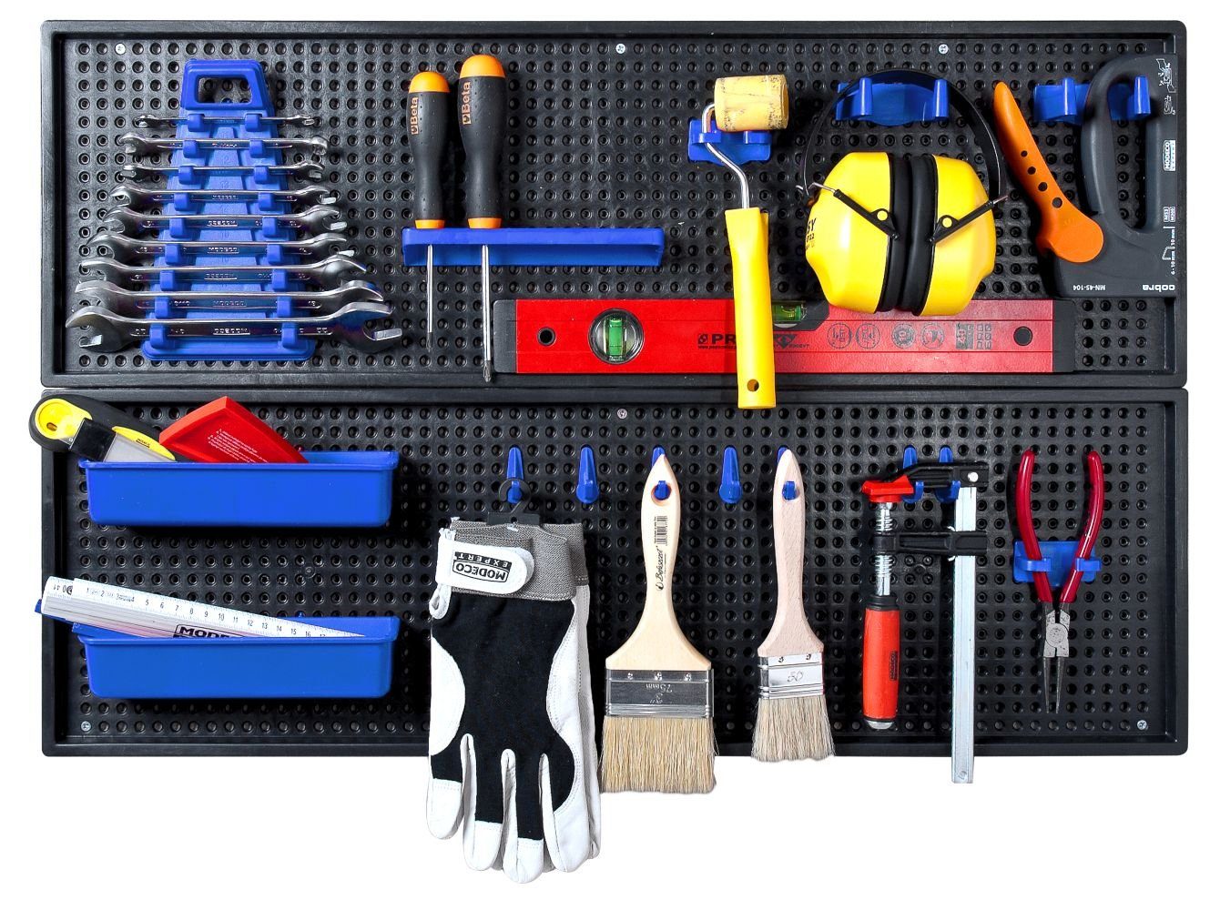 Kreher Lochwand Blaue Werkzeuglochwand aus Kunststoff mit 24 teiligem Hakenset, (1-tlg)