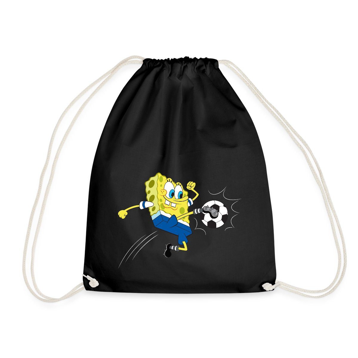Spreadshirt Turnbeutel Spongebob Schwammkopf Kickt Einen Fußball Turnbeutel (1-tlg)