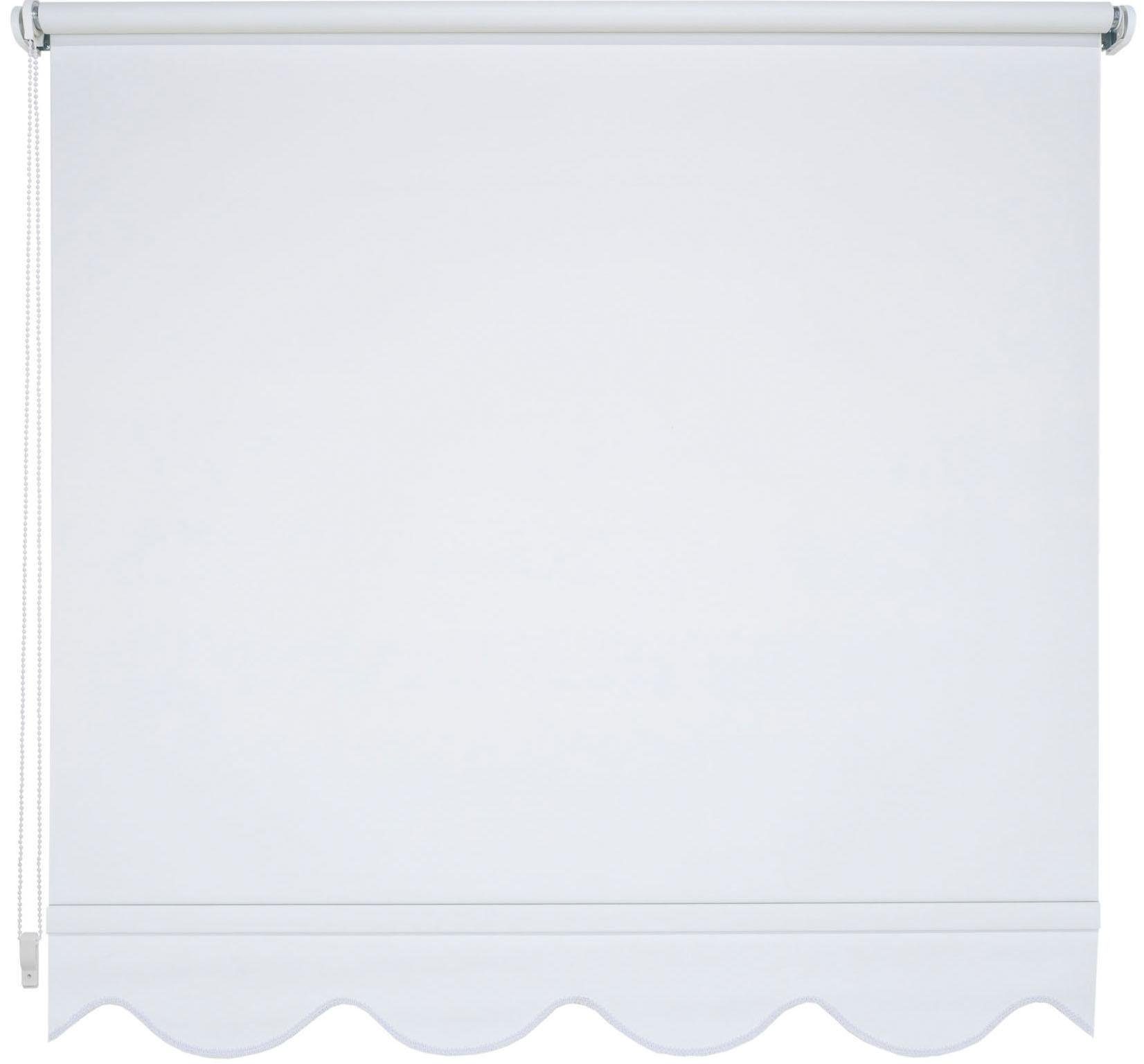 Seitenzugrollo Volantrollo Rollo mit Volant eckig Vorhang Fenster Stoff Weiß 