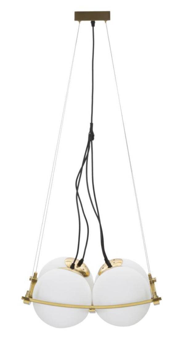Natur24 Hängeleuchte Deckenlampe Japan 45 x 20 x 45 cm Metall Glas Gold Weiß