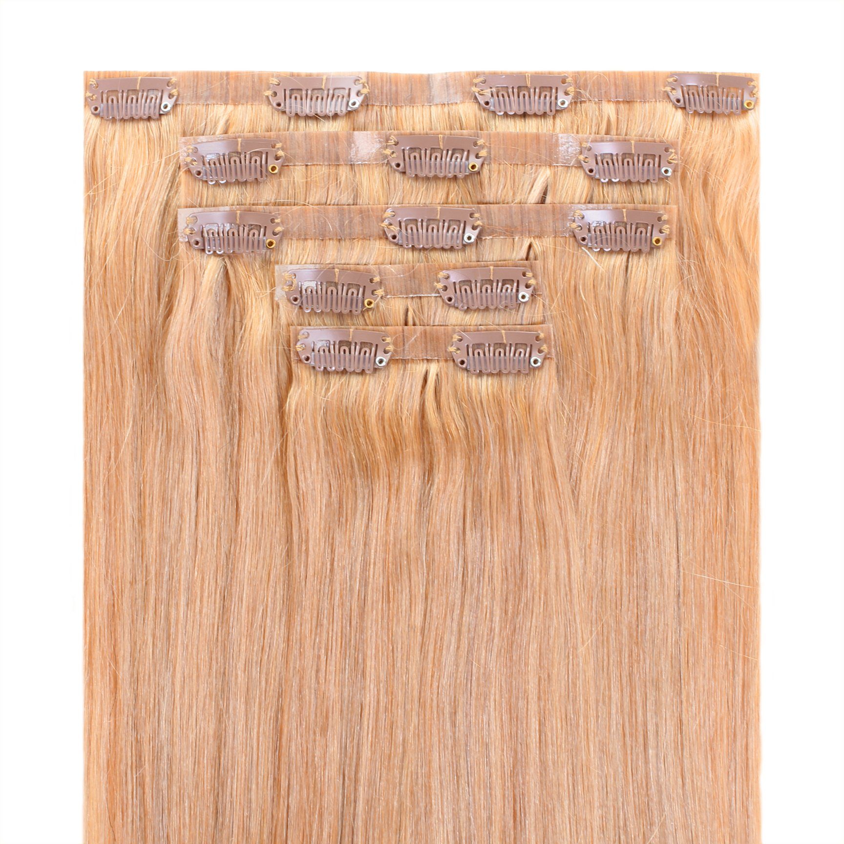 hair2heart Echthaar-Extension Seamless Clip Extensions #8/0 Hellblond 30cm | Haarverlängerungen
