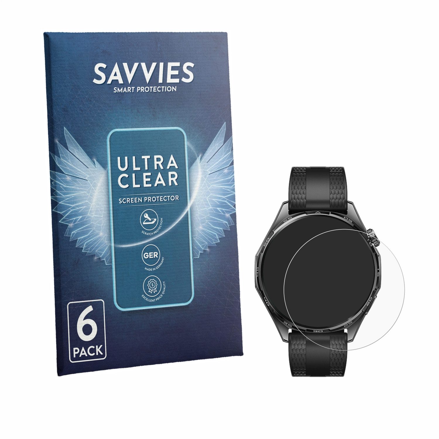 Savvies Displayschutzfolie Schutzfolie für Huawei Watch GT 7 (46 mm), 6 Stück, Displayschutz Schutz Folie Klar Transparent