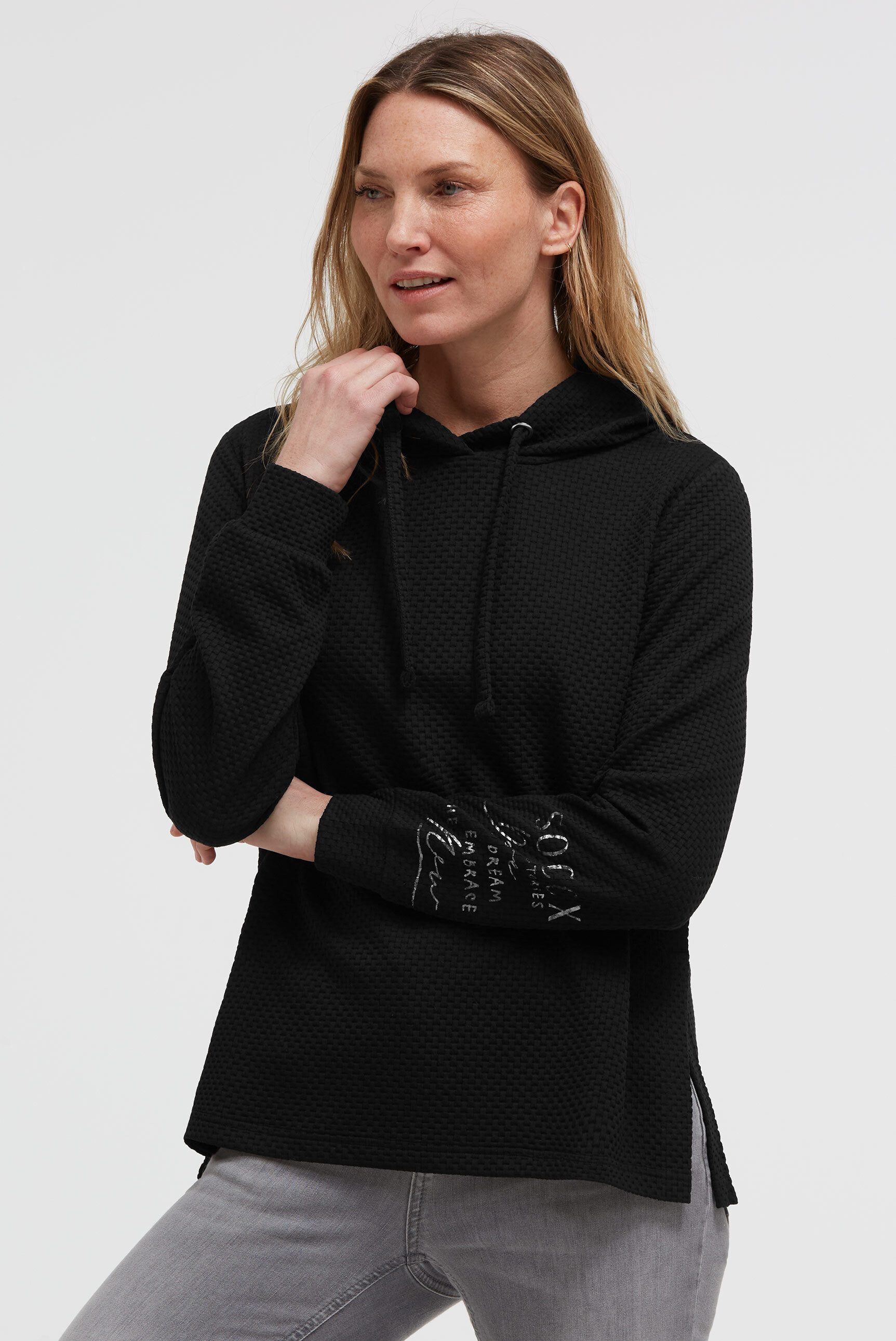 SOCCX Kapuzensweatshirt mit Seitenschlitze